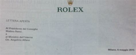 Rolex scrive a Renzi e Alfano 